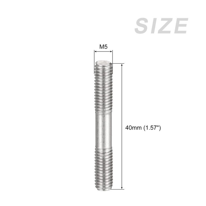 METALLIXITY Double Threaded Stud Bolt Rod Bolt M5 Screw 40mm