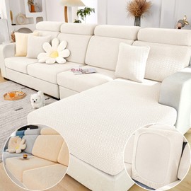 Disayu Magic Sofa Covers 2024 New Wear-Resistant Universal Sofa Cover Washable L Shape Stretch Couch Covers Cushion Slipcovers for Sectional Sofa (Texture White,Large Single Seat Cover)