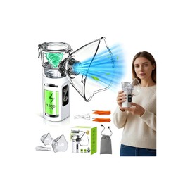 Nebulizador Portátil con Niebla Fría,Incluye 2 Mascarillas (Adultos y Niños) y 1 Boquilla,Nebulizador Portátil Silencioso para Adultos y Niños,Inhalador Eléctrico ldeal para Viajes,Hogar y Oficina
