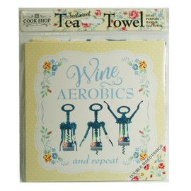 Cook Shop 207030010" Wine Aerobics Tea Towels, Polyester, Yolk Yellow