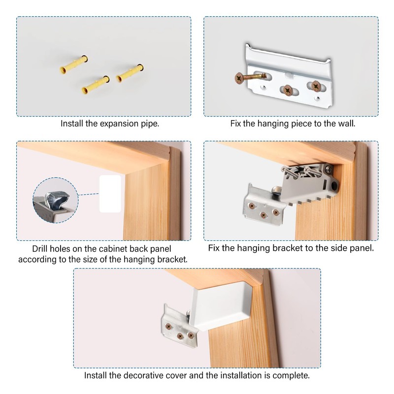 VooGenzek 4 PCS Cabinet Suspension Brackets, Cupboard Wall Mounting, Kitchen