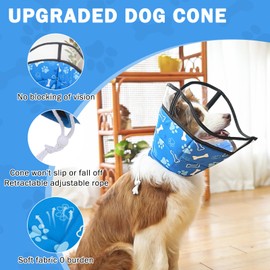 SCENEREAL Dog Cone for Dogs After Surgery, Adjustable Neck Collar Alternative to Stop Licking for Wound Care, Spay, Neuter, Soft Recovery Cone E-Collar for Medium Large Size Dog