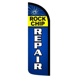 Rock Chip Repair - Auto Glass Windshield Premium Windless Polyknit Feather Flag (3 x 11.5 feet)