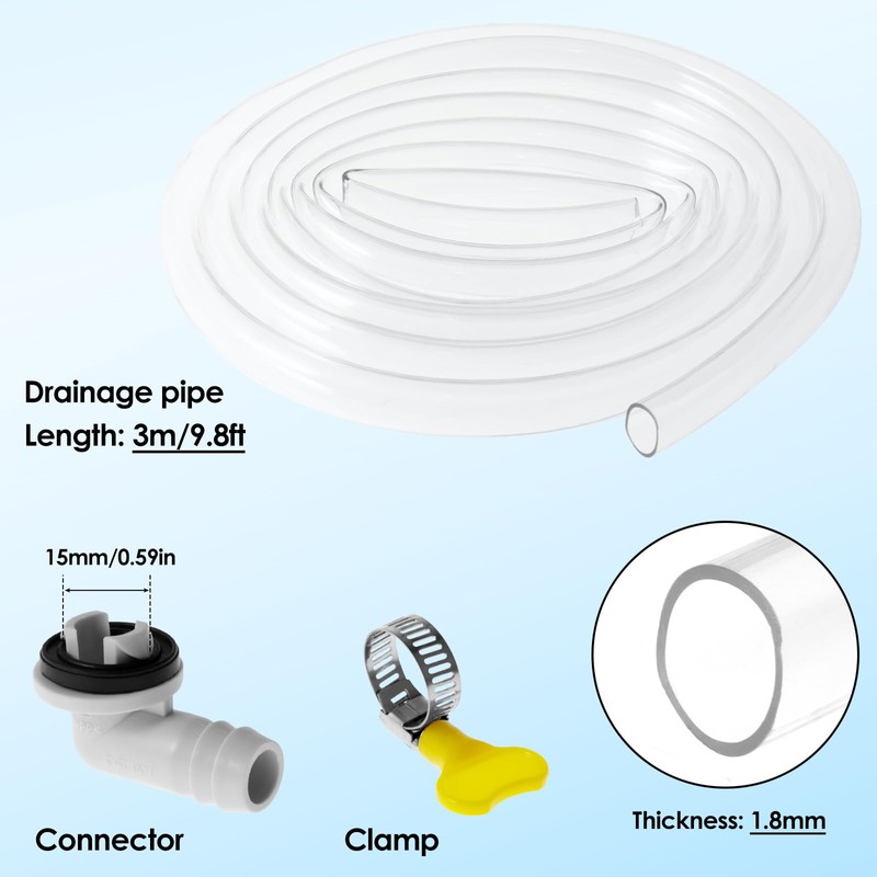 9.8ft Air Conditioner Drain Hose, 3/5 inch Flexible Leak-Proof AC