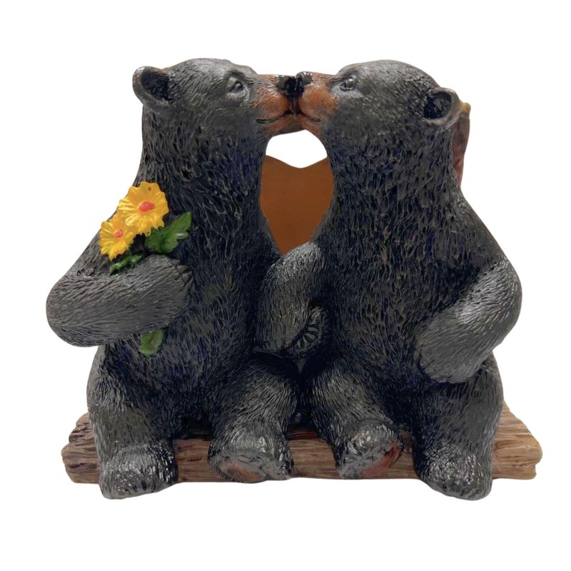 Napkin Holder with Kissing Bears Cabin Rustic Style Dining Décor