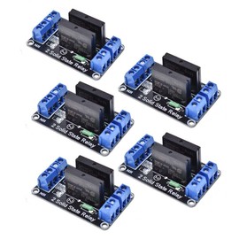 5pcs 5V 12V 24V Dual Channel Solid State Relay 2 Channel 2-Way Relay Module 240V 2A 2CH Low Level Trigger (5V)