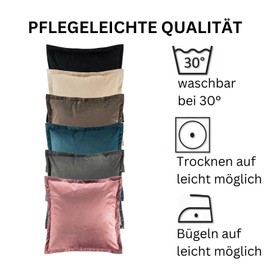 Moon Pack of 2 Cushion Covers, Decorative Cushion Covers, Approx. 40 x 40 cm, in Elegant Velvet Look, Flora (Petrol)