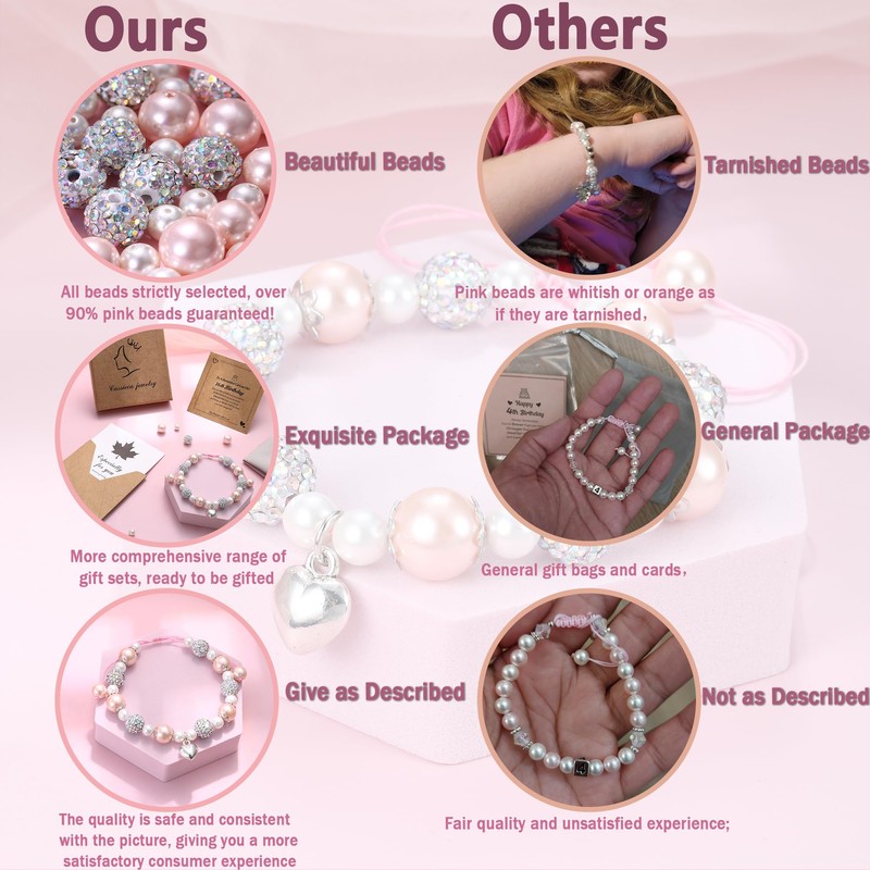 CASSIECA Birthday Gifts for 8 Year Old Girls, Pink Pearl