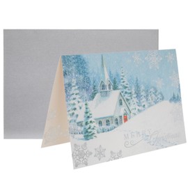 15 Pcs Elegant Christmas Cards With Envelopes - 5" x 7" Winter Scene Christmas Cards w/ Scripture Verse & Holiday Message - Winter Card w/ Silver Gray Envelope to Send Love Through Warm Wishes