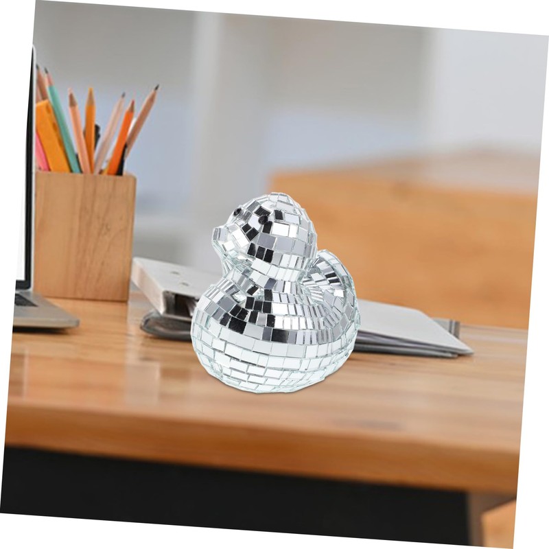 iplusmile Reflective Disco Ball Duck Ornament for Home Office for
