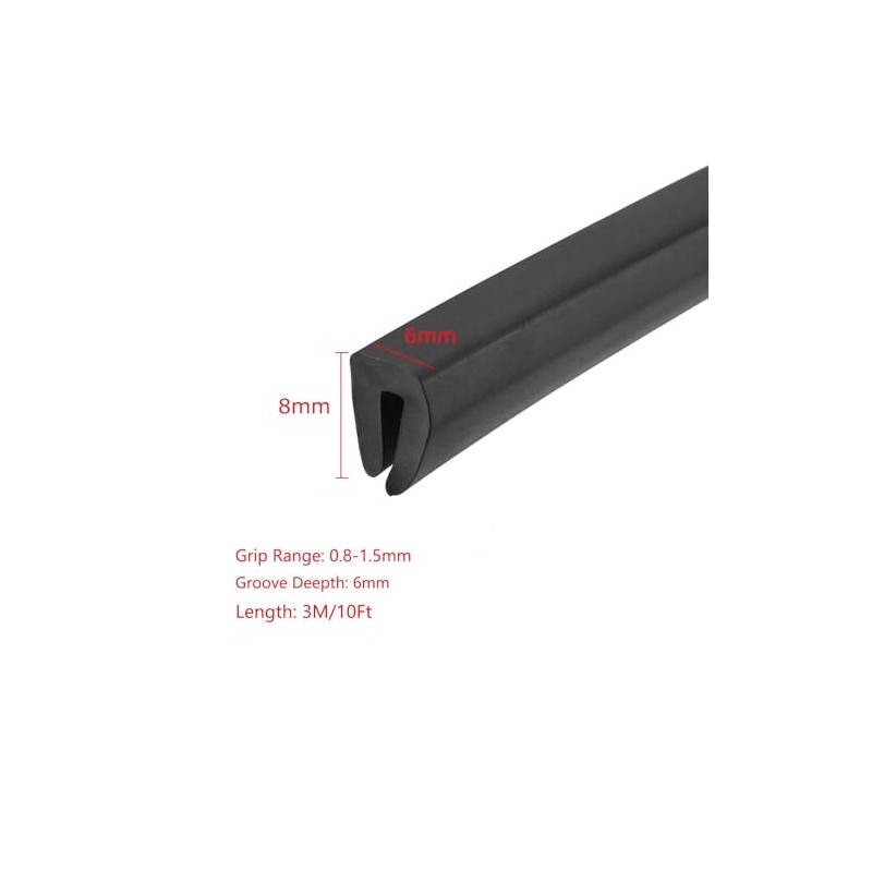 TA-VIGOR Edge Trim U Seal Black Rubber U Channel Edge