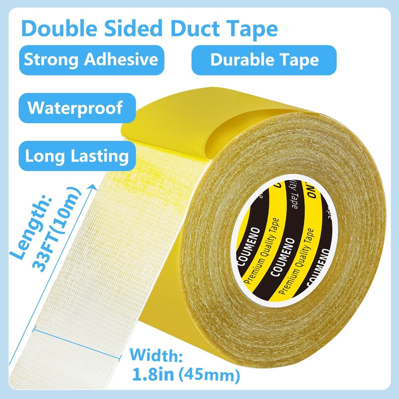 COUMENO Double Sided Tape Heavy Duty 1.8inX33FT Strong Wall Adhesive