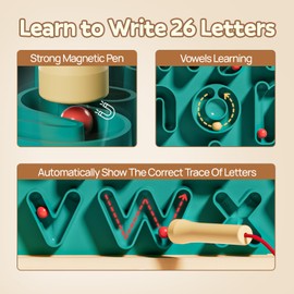 TOP BRIGHT Magnetic Letter Board - Alphabet Learning Montessori Toys, ABC Tracing Board with Magnetic Pen, Writing Practice for Toddlers, Learning Education Toys for 3 4 5 Years Old Preschool Kids