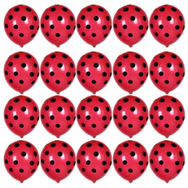RmKbe 24pcs Ladybug Balloons Red Polka Dot Latex Balloons Ladybird Spot Balloons for Party Birthday Wedding Supplies