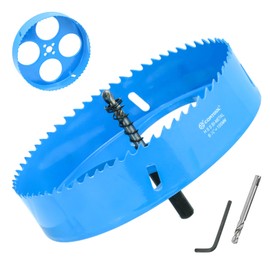 6-1/8 Inch Hole Saw with Arbor for Metal and Wood Cutting, Bi-Metal Hole Cutter, 6-1/8" Hole Saw Kit for Drywall, Wood, PVC Boards, Fiberglass and Vent Pipes