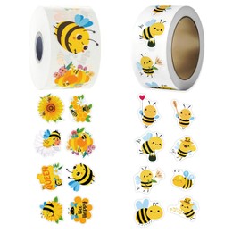 2 Rolls Bee Stickers Roll 16 Styles Envelope Seals Sticker Cute Animal Label for Kids Reward Sticker for Students Bee Themed Party Favors(500 Per Roll)