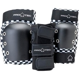 Pro-Tec Street Adult 3-Pack Open-Back Pad Set - Ideal for Skateboarding, Bicycling, BMX and Roller Skating – Checker Large