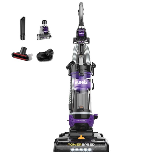 Eureka Bagless Upright Vacuum Cleaner Powerful for Carpet and Hard Floor, PowerSpeed w/Pet Tool, Purple