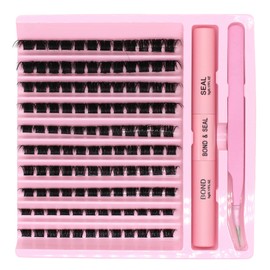 GGOKOK 120Pcs Lashes Extension Kit Eyelash Extension Kit 8-16mm Fluffy Lash Clusters Individual Eyelashes Kit with Lash Bond and Seal, Lash Applicator, DIY Lashes Extension(D03-Kit-8-16mm)