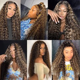 Dokksiiia P1b27 Highlight Honey Blonde Deep Wave Bundles Human Hair Piano Color Black and Honey Blonde Weave Bundles Double Weft Brazilian Human Hair Extensions 24/26/28 Inch