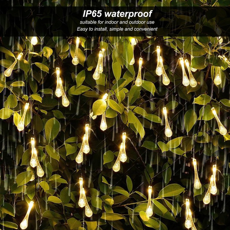 DropShaped 30 LED Solar String Light Waterproof Garden Decoration Light