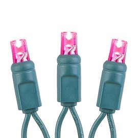 Novelty Lights Battery Operated LED Mini Lights 8 Feet, 20 Count Pink Fairy Lights on Green Wire, On/Off & Flashing Modes, Indoor/Outdoor Use, 3X AA Required