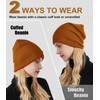 Womens Satin Lined Beanie Wool Knit Cuffed Warm Winter Hats