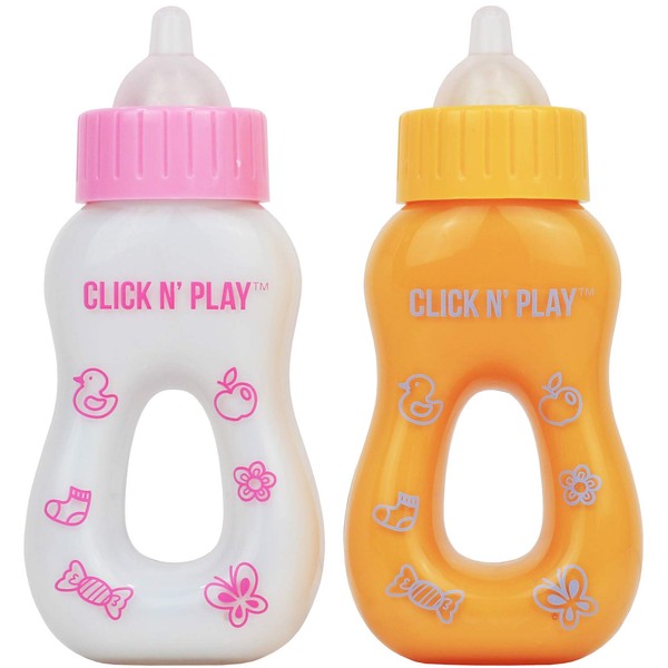 Click N' Play Magic Disappearing Milk and Juice Bottle Set for Baby Dolls