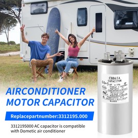 60/5MFD ±6% 370V/440V CBB65 Dual Run Circular Start,Rv ac capacitor Fits for Dometic 3312195.000 Air Conditioner RV AC Motor Capacitor 60/5 Compatible with Dometic 3312195000 RV Air Conditioner Models