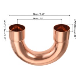 MECCANIXITY 180 Degree Return Bend Copper Fitting Welded Elbow Connection, 7/8 Inch ID for HVAC Refrigeration, Pack of 2