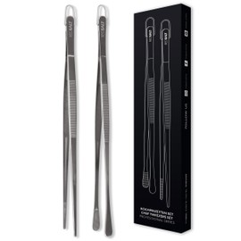 REDSALT® Premium Cooking Tweezers 30 cm Long | INOX 18/10 Stainless Steel Rustproof Dishwasher Safe | Professional Cooking Tongs Tweezers for Food Kitchen Grill Gastro | Gourmet Tongs Kitchen Tweezers