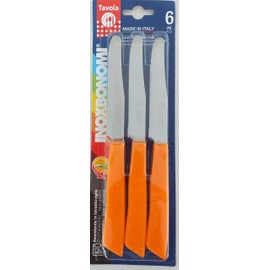 SET 6 COLTELLI DA TAVOLA BONOMI MADE IN ITALY COL. ARANCIO LAMA INOX