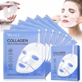 Collagen Maske Overnight (6 Stück) – Koreanische Gesichtsmaske mit Bio-Kollagen für intensive Pflege über Nacht, reduziert feine Linien & Falten, Anti-Aging Tuchmaske