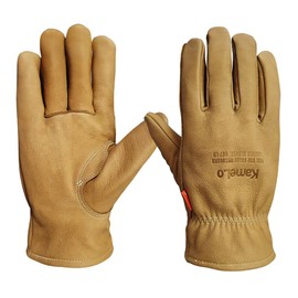 KameLo Premium Cowhide Leather Outdoor Camping Multipurpose Rigger Utility Safety Gloves KC Certified (807-LB) (Large)