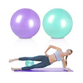 ROLYTA 2 Pcs Pilates Balls, 9 Inch Small Excercise Balls, Coregeous Ball, Workout Small Barre Ball for Pilates, Yoga, Stability, Workout, Balance, Fitness at Gym Home Office, Purple and Green
