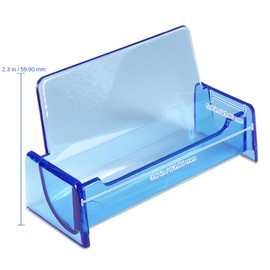 Beauticom® CLEAR COLOR Plastic Business Card Holder Display Desktop Countertop (CLEAR BLUE, 3 PIECES)
