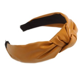 Wide Chunky Mustard PU Leather, Faux Leather Knot Hair Band/HeadBand/Alice Band