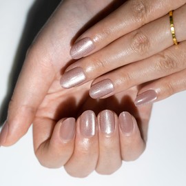 TENPAL Pink Cat Eyes Press on Nails Short Square Fake Nails Shinny Glitter Acrylic Nails Press ons 24pcs/Box Full Cover Glossy Stick on Nails For Women Girls Reusable Artificial Nail Kits