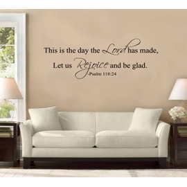 31" This is The Day The Lord Hath Made Let Us Rejoice and Be Glad Psalm 118:24 Wall Decal Sticker Christian Bible Verse Home Decoration Décor Scripture Faith