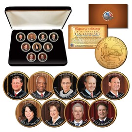 2018 Supreme Court JUSTICES Wash. DC Quarters 24K Gold Plated 9-Coin Set w/Box