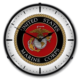 United States Marine Corps LED Wall Clock, Retro/Vintage, Lighted, 14 inch