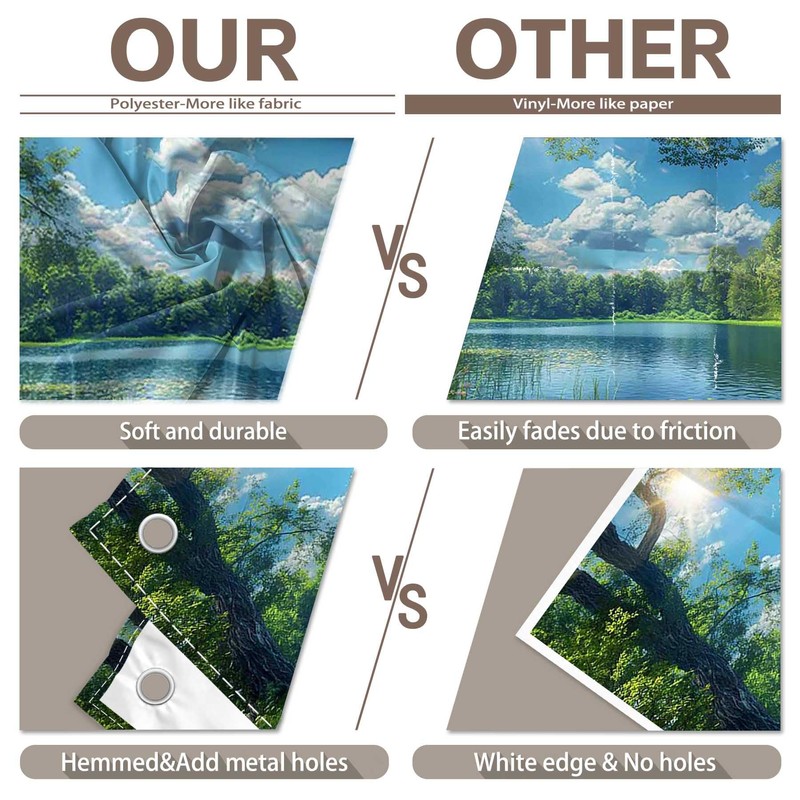 ZTHMOE Fabric 7x5ft Lake Natural Scenery Backdrop River Forest Tree