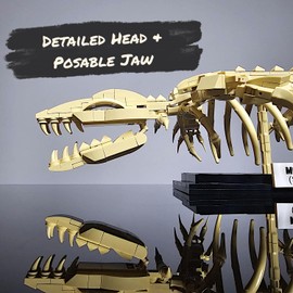 UG Pieces Dinosaur Fossil Building Block Set, Mosasaurus Skeleton Bone Model Construction Toy Brick Kit, Gift For Kids, Boys, Girls, Collectors, 498 Pieces