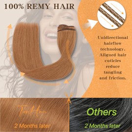 TESSHAIR Clip in Hair Extensions Long Straight, 100% Real Human Hair,No Tangle & Smooth,120g, 18 Inch,#30 Light Auburn