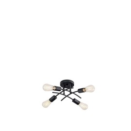 Eidonta Black 3-Light Vanity Light Fixture with Black 4-Light Semi Flush Mount Ceiling Light