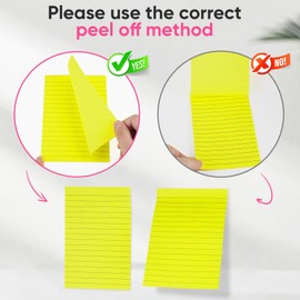 (12 Pack) Lined Sticky Notes 4x6 Inch, 12 Bright Colors - Sticky Note with Lines, Strong Adhesive & No Residue - Large Sticky Notes Thick Paper, for Office School Home Organization 30 Sheets/Pad