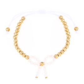 Bow Bracelet for Women Gold Bead Bow Bracelet Adjustable Cute Bow Bracelet Black White Dainty Pearl Bow Bracelet Jewelry Gifts White