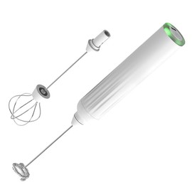 Electric Milk Frother Handheld – 3-Speed USB-C Rechargeable Foam Maker for Coffee, Latte, Cappuccino – 15s Fast Froth – 304 Stainless Steel Whisk – 1500mAh Battery (White)