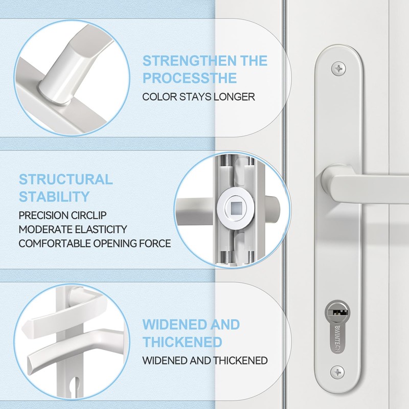 GANZTECH 1 Set White UPVC Aluminum Door Handle, 92mm PZ