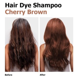 Cherry Brown Hair Dye Shampoo 3 in 1, Long-lasting & Natual Hair Color Shampoo, Herbal Ingredients Natural Shampoo Hair Dye Effect in Minutes, Gifts for Men Women 500ml